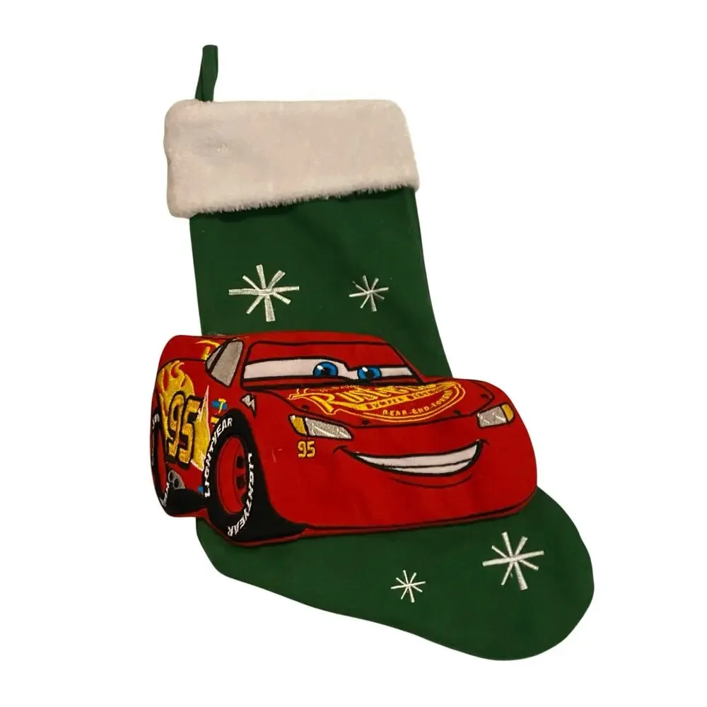 Disney Pixar Cars 3 Lightning McQueen 3D Christmas Stocking Green RUZ Holiday